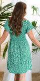 Viskózové letné šaty s krátkymi rukávmi Zelená