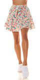 Dámska kraťasová sukňa s kvetmi Mintová