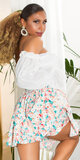 Dámska kraťasová sukňa s kvetmi Mintová