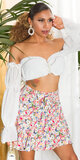 Dámska kraťasová sukňa s kvetmi Koralová