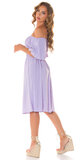 Midi šaty s odhalenými ramenami Lilac