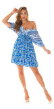 Tunikové šaty v krátkom strihu Modrá