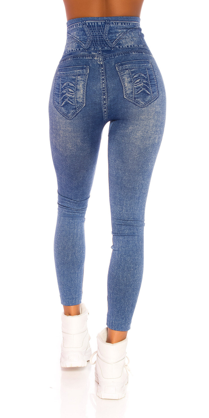 Vysoké jeans legíny Modrá
