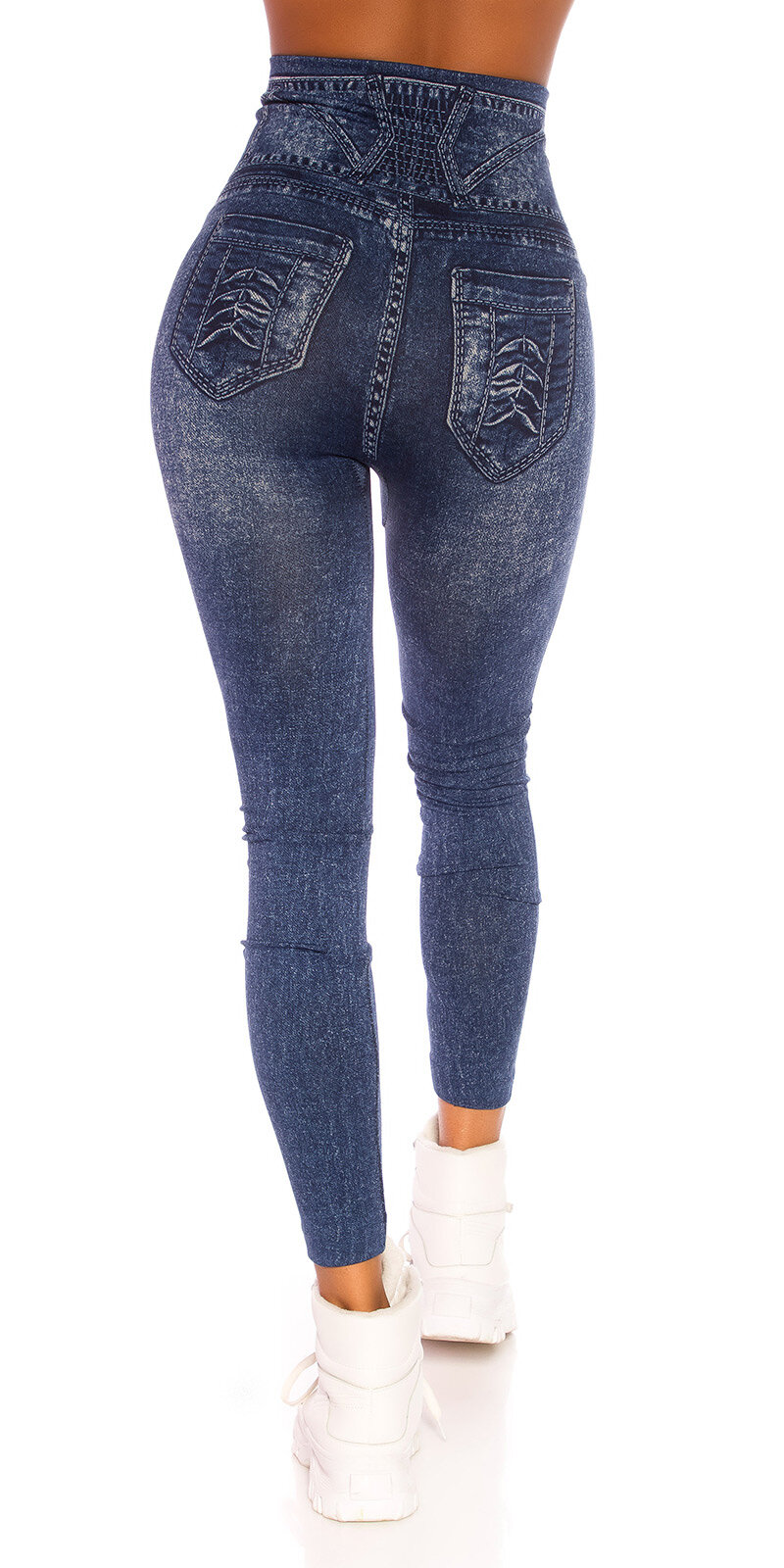 Vysoké jeans legíny Tmavomodrá