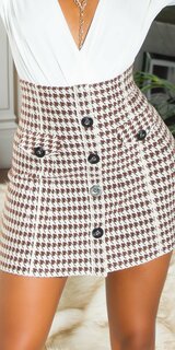 Vysoká mini sukňa Houndstooth s gombíkmi