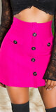 Látková sukňa s dekoratívnymi gombíkmi Ružová