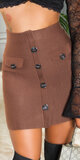 Látková sukňa s dekoratívnymi gombíkmi Hnedá