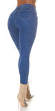 Skinny vysoké džíny s rozparkami Modrá
