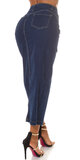 Vysoká džínsová maxi sukňa s prestrihom Modrá