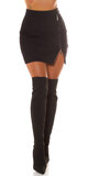 Vysoká pletená mini sukňa so zipsom Čierna