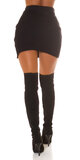 Vysoká pletená mini sukňa so zipsom Čierna