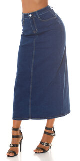 Dlhá džínsová sukňa s prestrihom vzadu Modrá