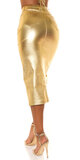 Metalická sukňa s vysokým pásom Zlatá