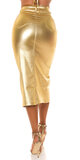 Metalická sukňa s vysokým pásom Zlatá