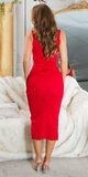 Tielkové úpletové šaty s lesklým zipsom Červená