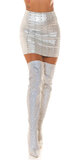 Metalická krátka sukňa s vysokým pásom Strieborná