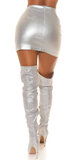 Metalická krátka sukňa s vysokým pásom Strieborná