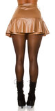 Koženková kraťasová sukňa s vysokým pásom Svetlá hnedá