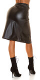 Wrap koženková sukňa s vysokým pásom Čierna