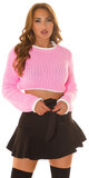 Pletený krátky sveter akrylový Ružová