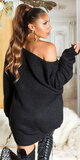 Oversize pletený sveter dlhý Čierna