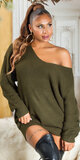 Oversize pletený sveter dlhý Khaki