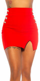 Krátka sukňa s dekoratívnymi gombíkmi Červená