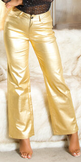 Dámske zlaté široké nohavice