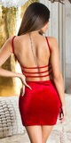 Krátke Velvet šaty s odhaleným chrbtom Tmavá červená