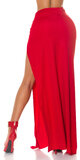 Vysoká dlhá sukňa s prestrihom Červená