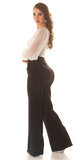 Elegantné široké nohavice s vysokým pásom Čierna