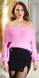 Akrylový pletený sveter Ružová