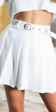 Vysoká elegantná sukňa s pásikmi Biela