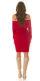 Offshoulder pletené šaty Červená