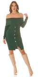 Offshoulder pletené šaty Zelená