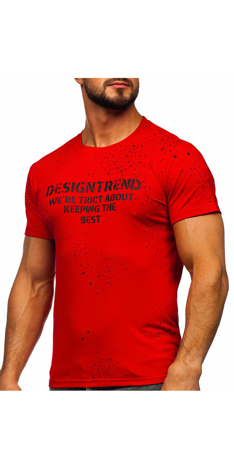 Červené pánske tričko s potlačou "Designtrend" Červená