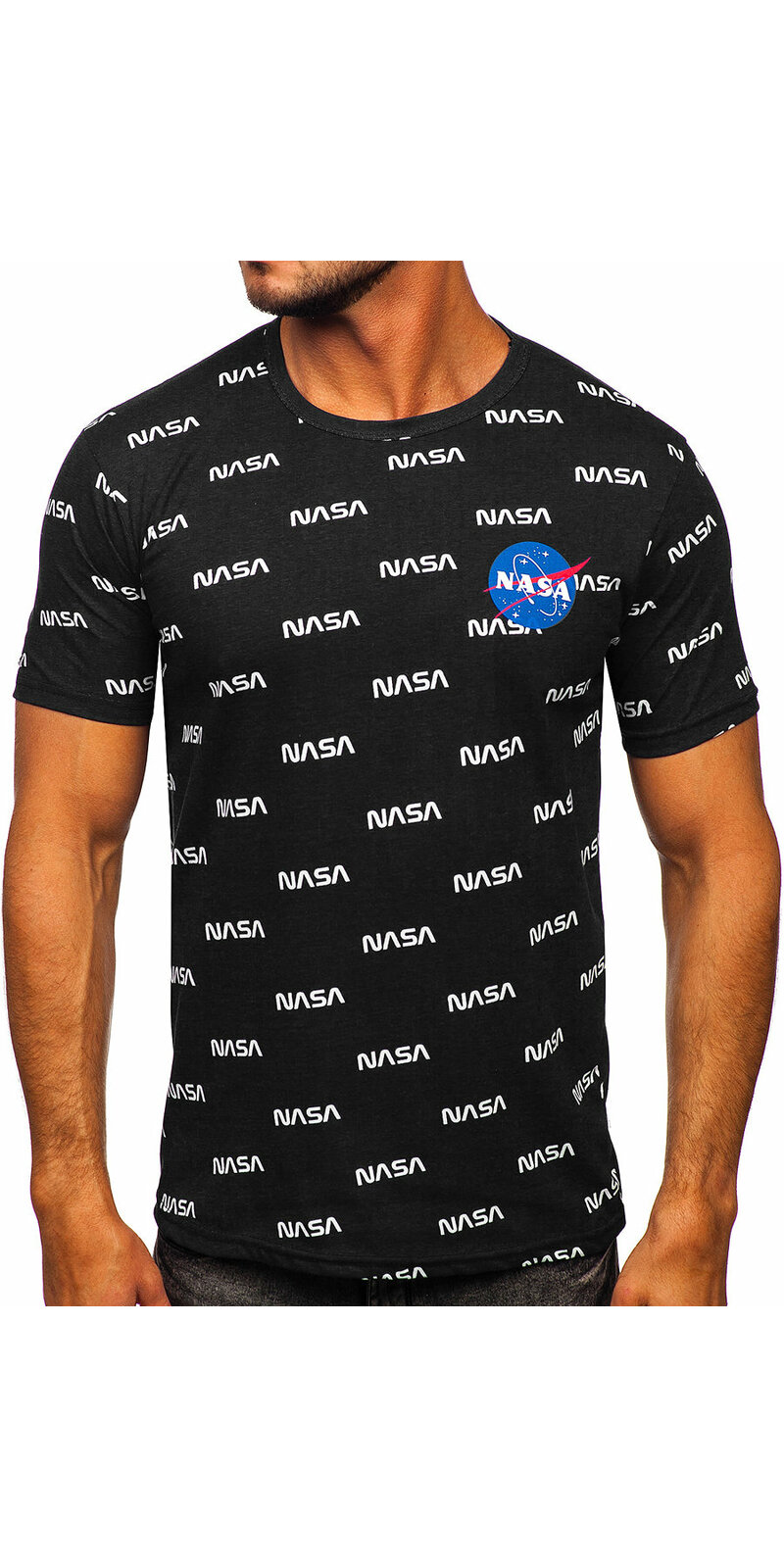 Čierne pánske tričko s nápismi NASA Čierna
