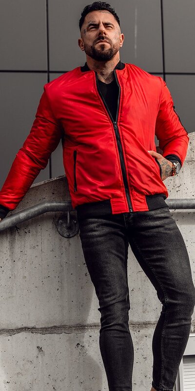 Červená pánska bomber bunda Červená