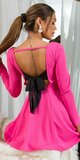 Áčkové šaty s mašľou na chrbte Ružová
