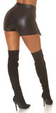 Wetlook kraťasová sukňa s vysokým pásom Čierna
