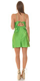 Saténové mini šaty s viazaním na chrbte Zelená