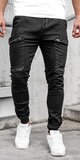 Čierne bavlnené nohavice pánske CARGO Čierna