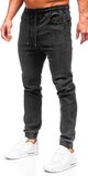 Pánske čierne džínsy s gumeným pásom Čierna