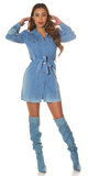 Letné rifľové mini šaty s opaskom Modrá