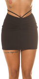 Látková vrúbkovaná mini sukňa Čierna