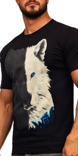 Pánske čierne tričko s vlkom Čierna