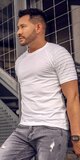 Pánske tričko s vrúbkovanými krátkymi rukávmi Biela