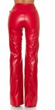 Dámske široké koženkové nohavice s opaskom Červená