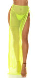 Sieťkovaná plážová dlhá sukňa s prestrihmi Neónová zelená