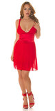 Plisované letné šaty s hlbokým výstrihom Červená